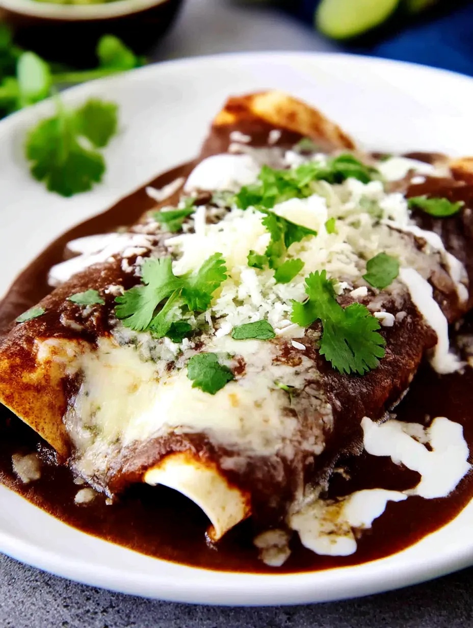 A plate full of cheesy black bean enchiladas topped with fresh cilantro.