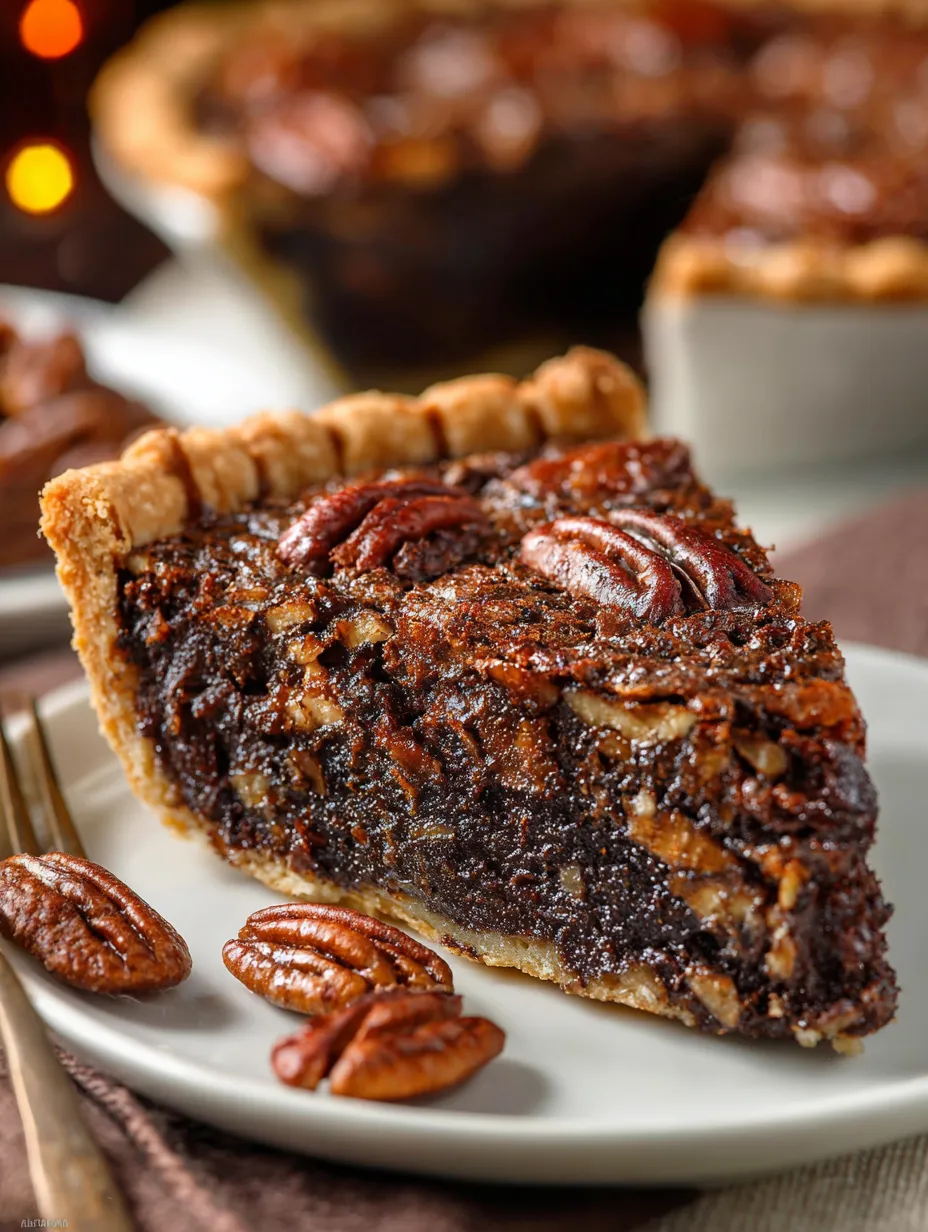 One hearty wedge of chocolate pecan pie from Texas.