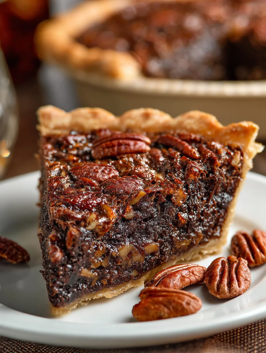 Simple-to-make chocolate pecan pie Texas style.