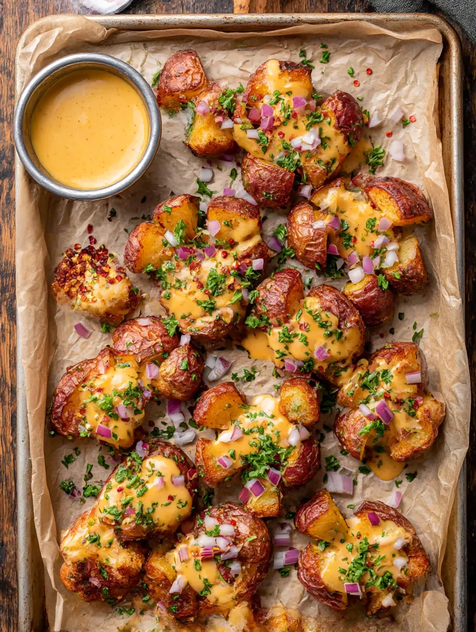 Smoky Cajun Smashed Potatoes on board.