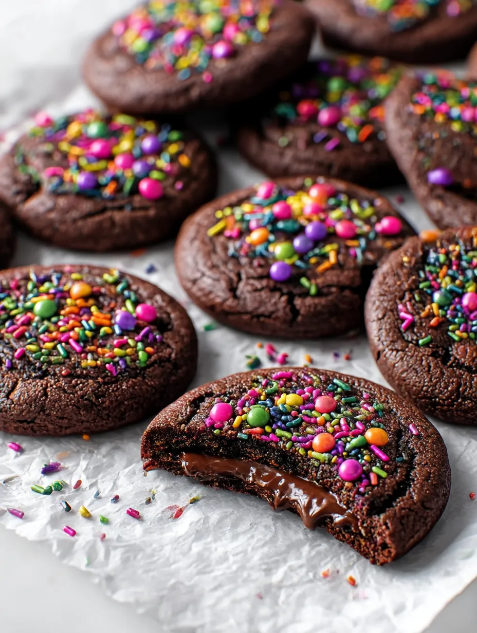Chocolatey Ganache-Stuffed Brownie Cookies.