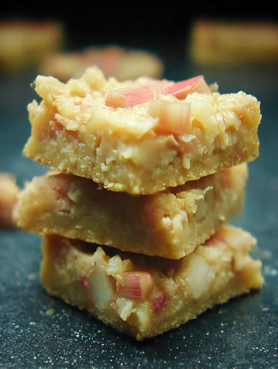 Lemon rhubarb dessert bars.