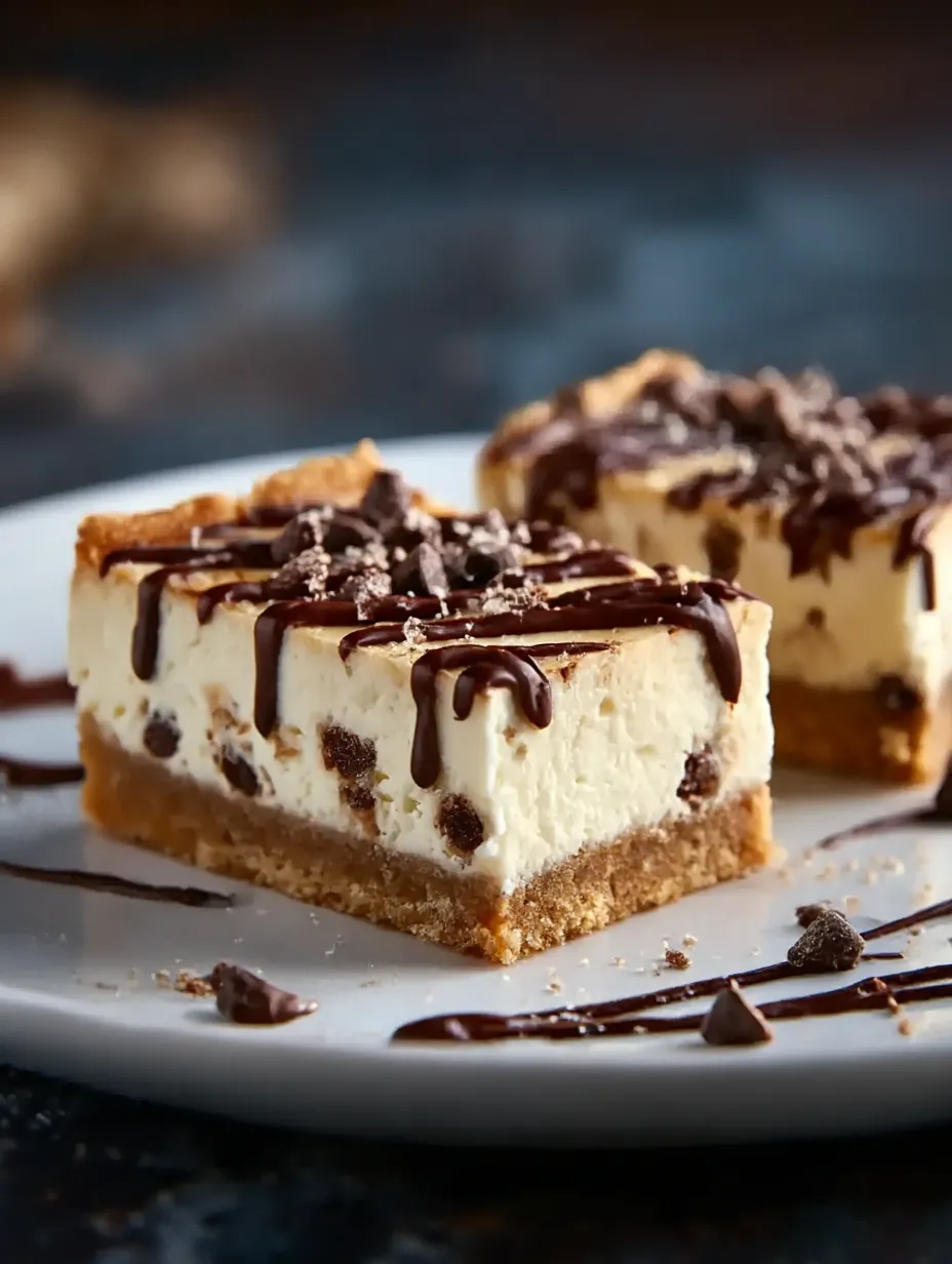 A square of Cannoli Cheesecake Bars on a plate.