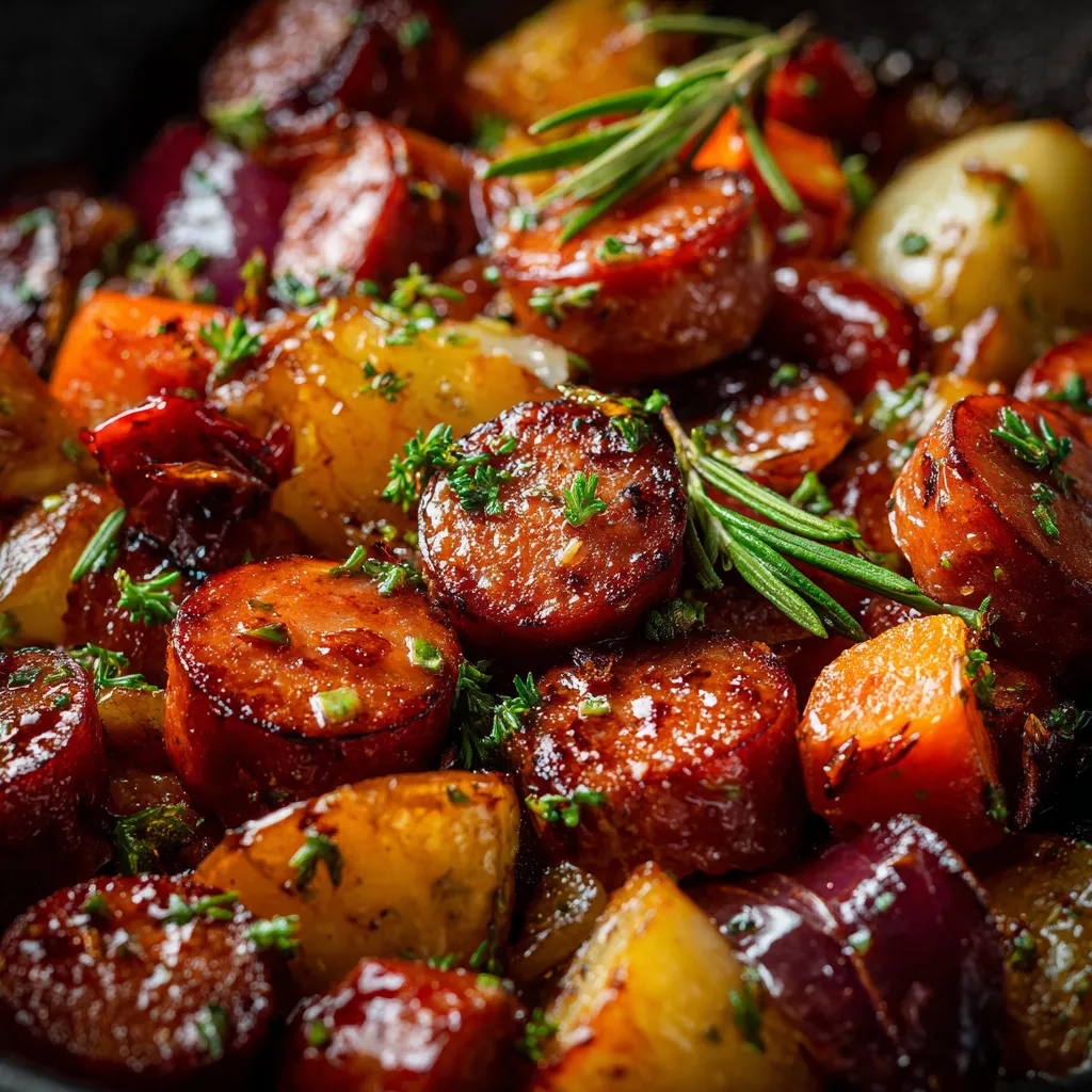Honey Garlic Sausage Sheet Pan with Veggies