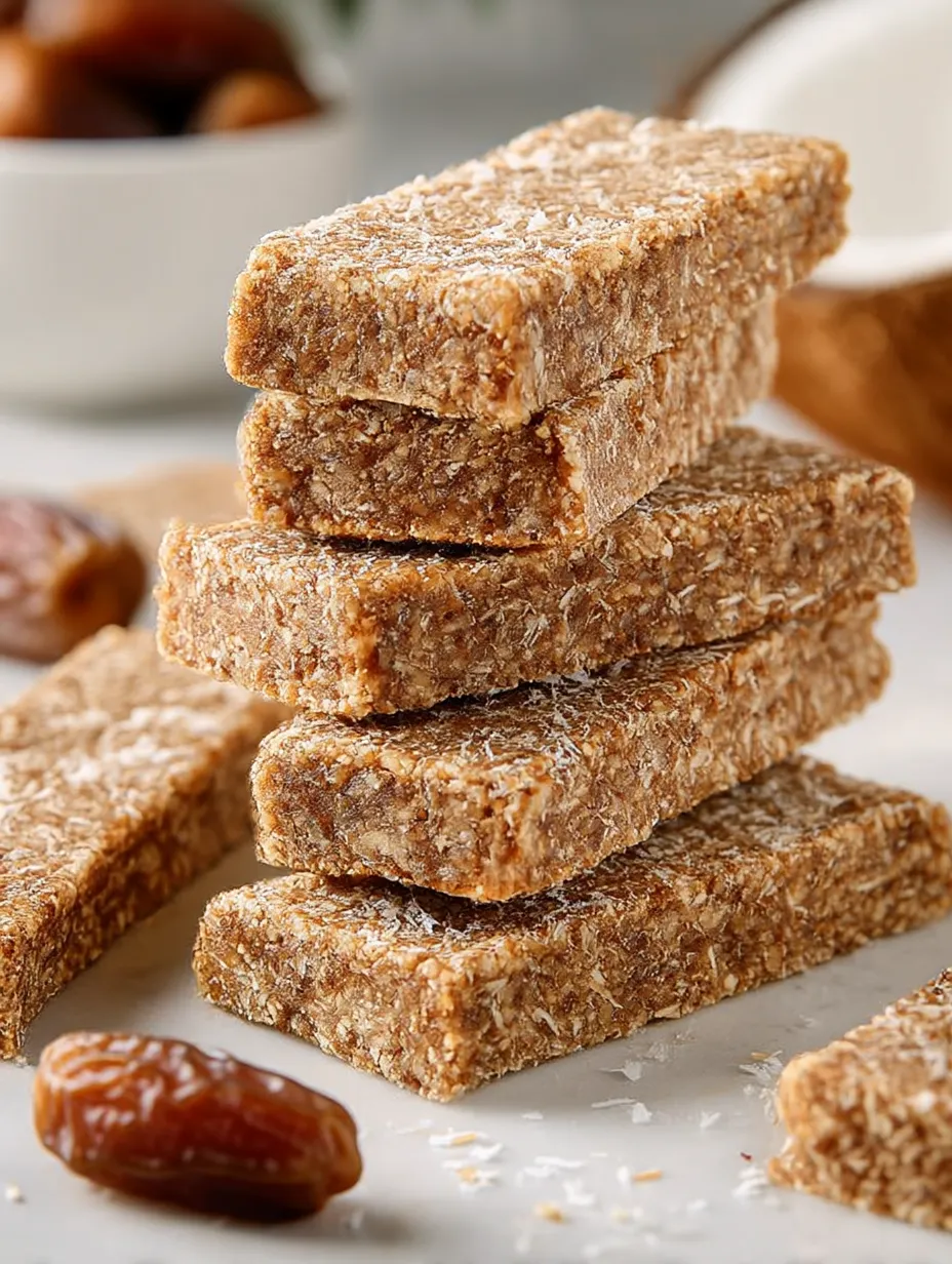 Stacked Coconut Date Bars.