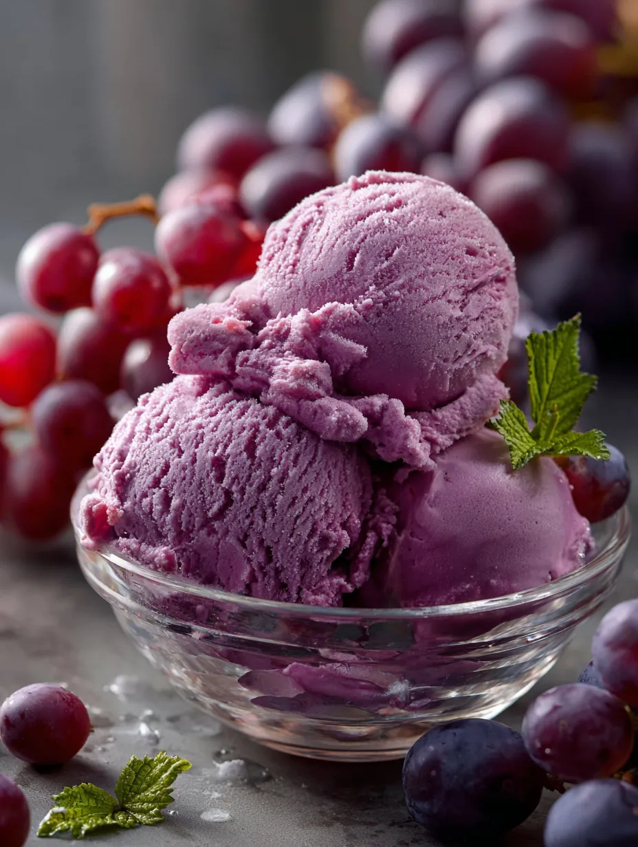 A bowl of Grape Juice Ice Cream.