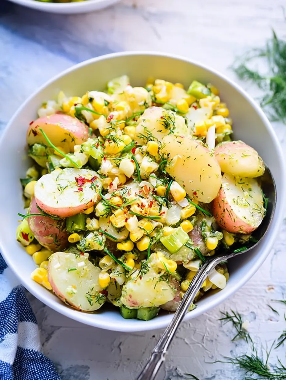French-Style Summer Potato Salad in a serving dish.