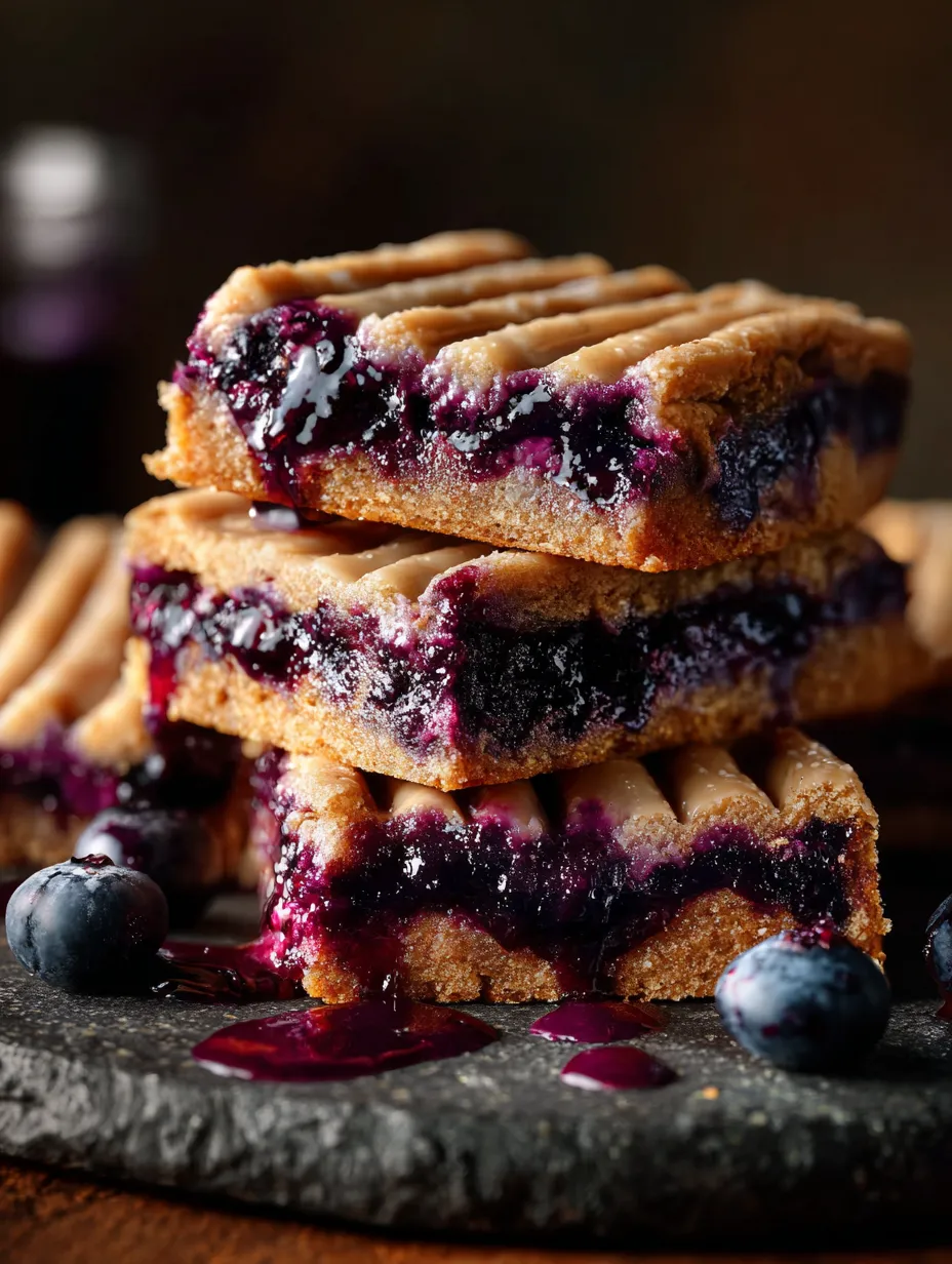 A stack of blueberry cake bars.