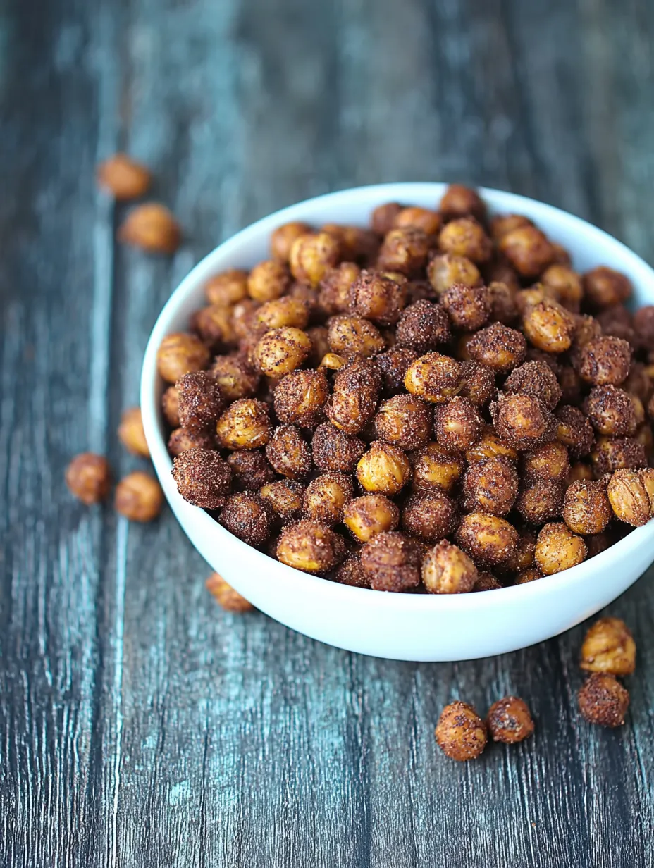 Bowl holding cinnamon roasted chickpeas.