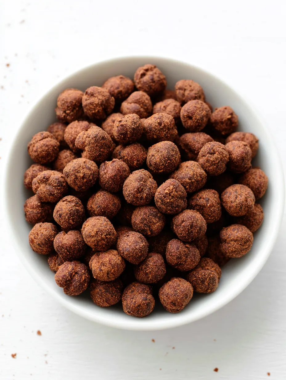 A bowl filled with crispy chocolatey chickpeas.