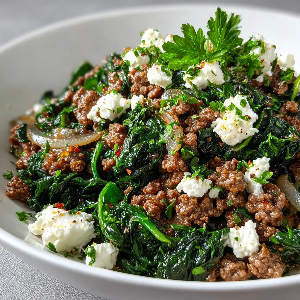 Beef and Spinach Skillet with Feta