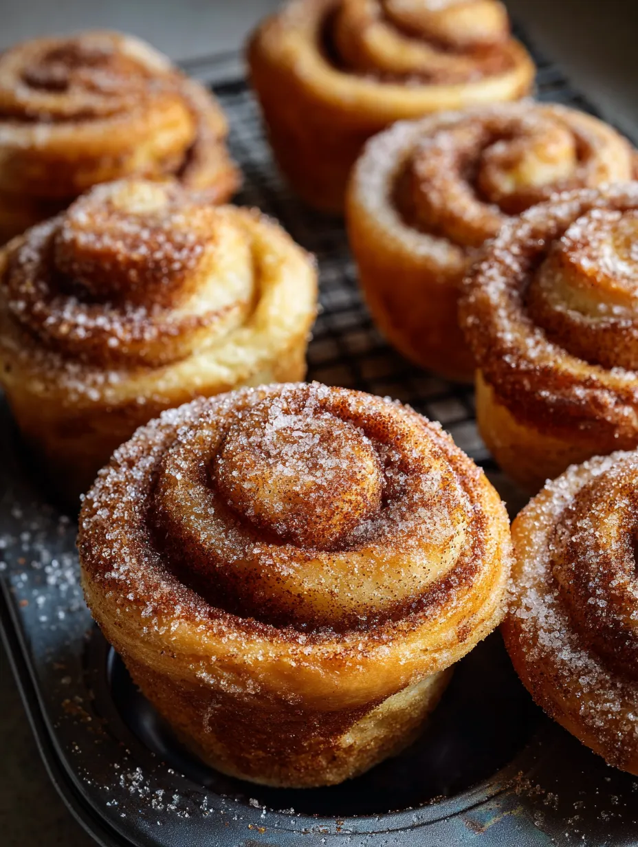 Tray loaded with Cinnamon Sugar Cruffins.