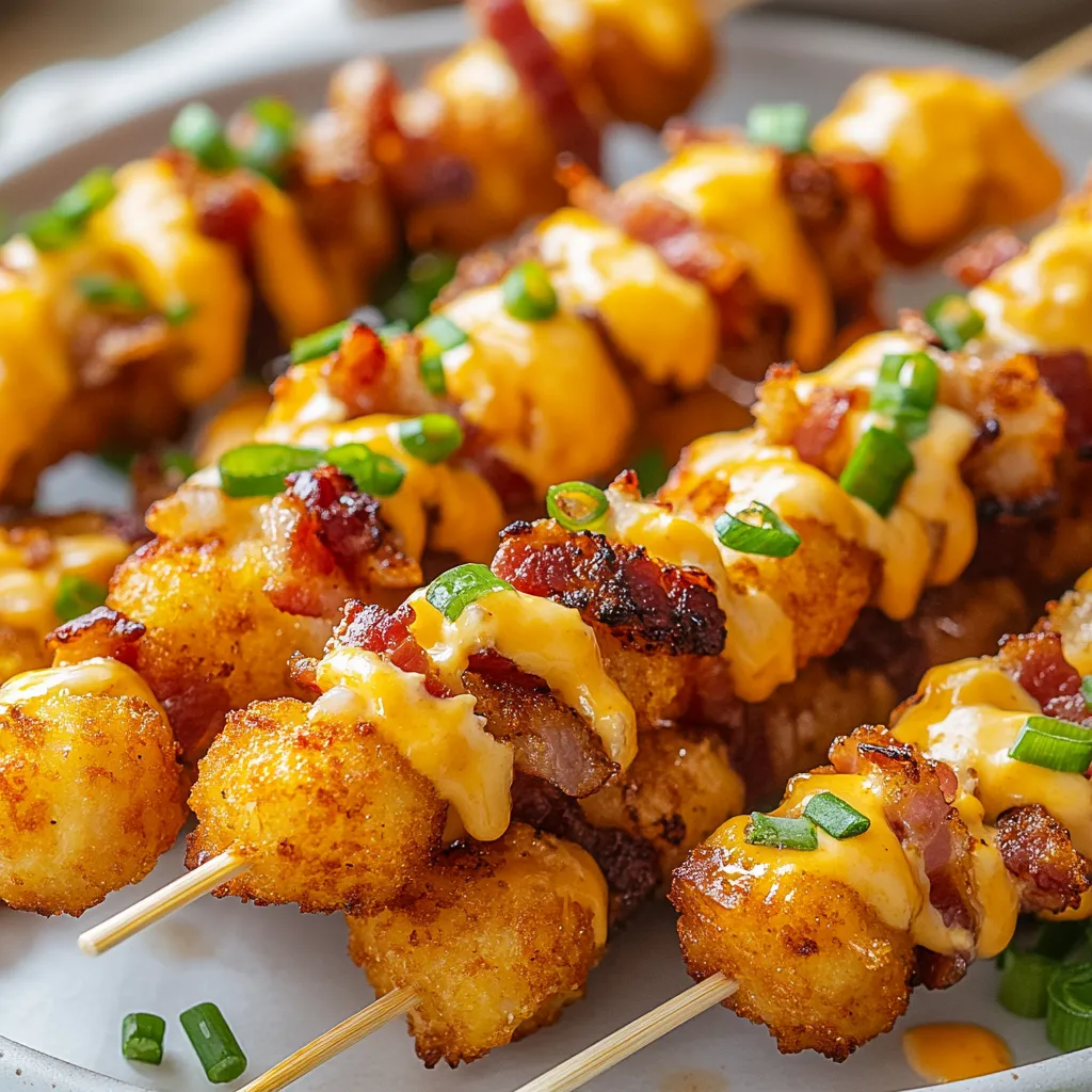 Loaded Tater Tot Skewers