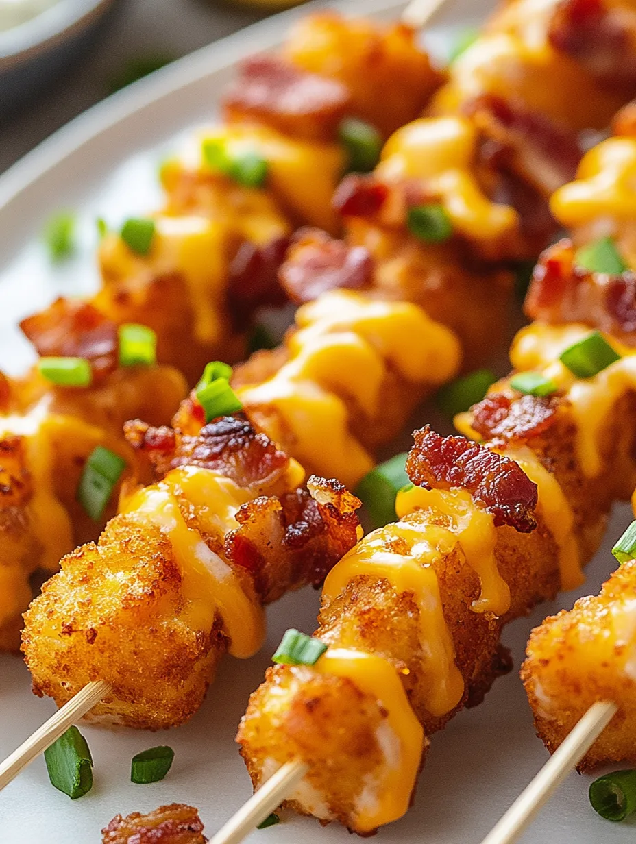 Delicious Loaded Tater Tot Skewers