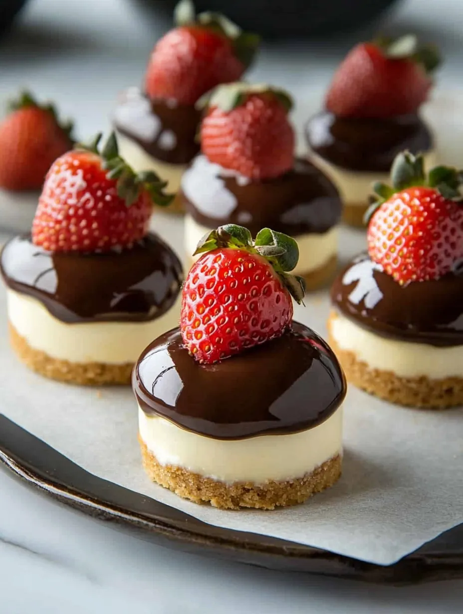 Delicious Chocolate Dipped Strawberry Cheesecake