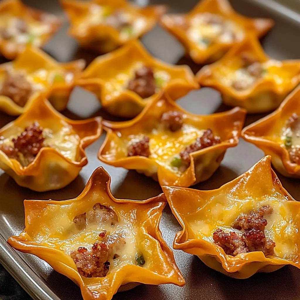 Baked Sausage and Cheese Mini Wontons