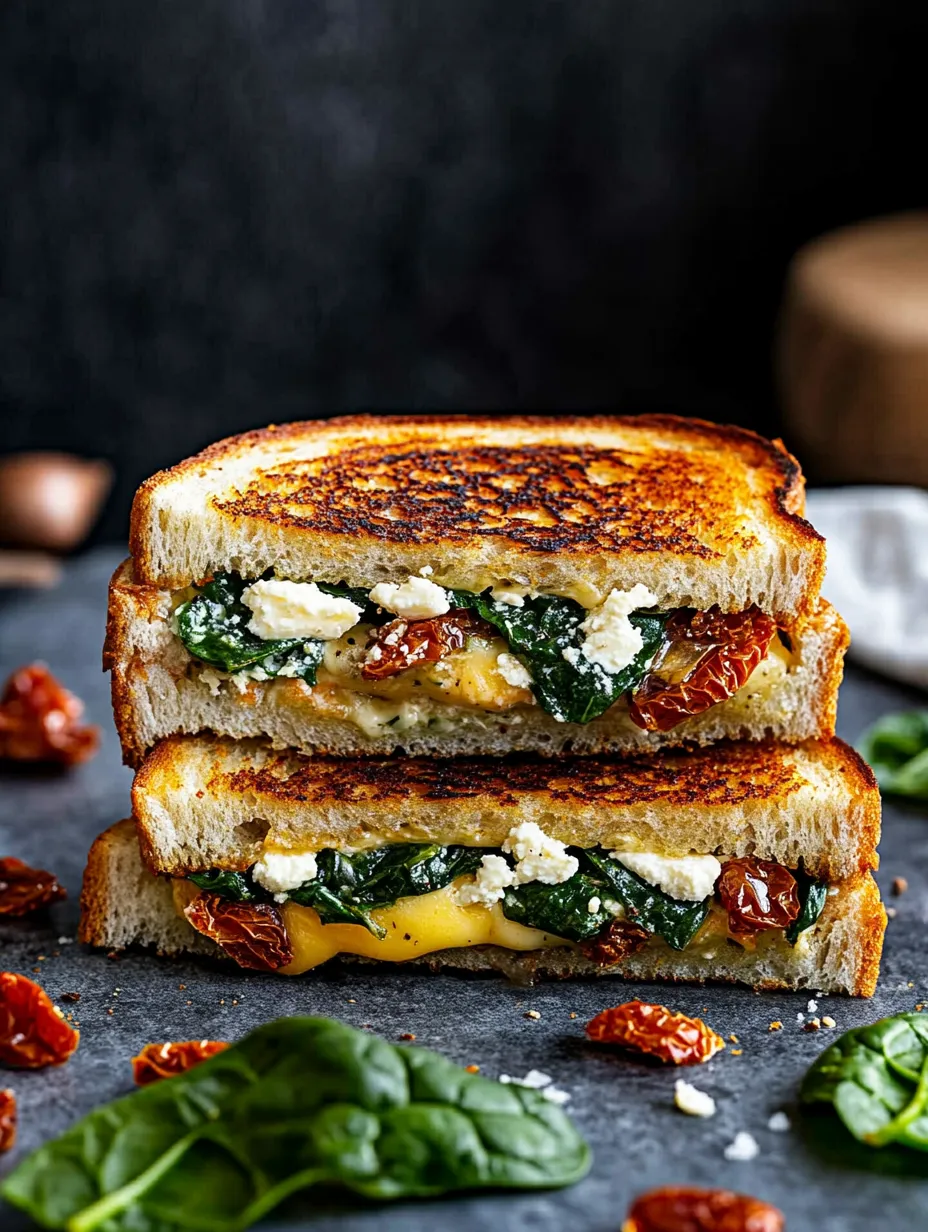 Delicious Feta Grilled Cheese Sandwich with Spinach