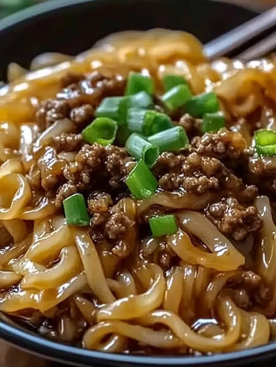 Delicious Mongolian Ground Beef Noodles