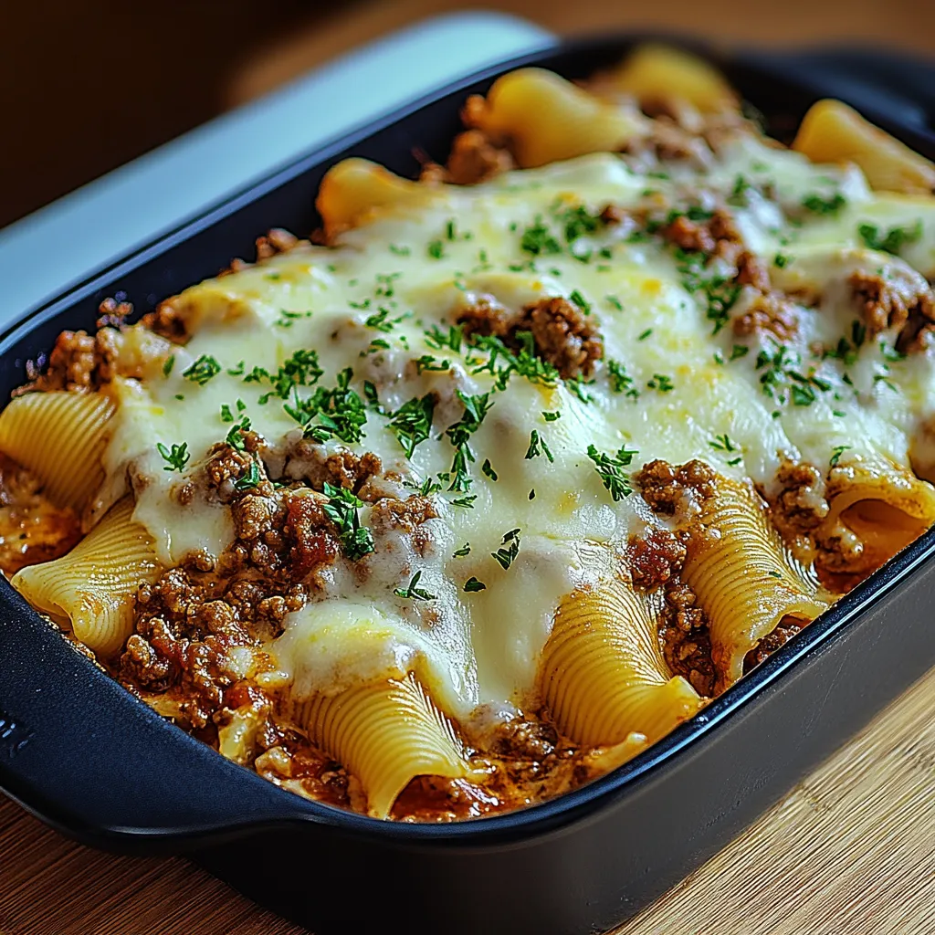 A bowl of pasta with meat and cheese.