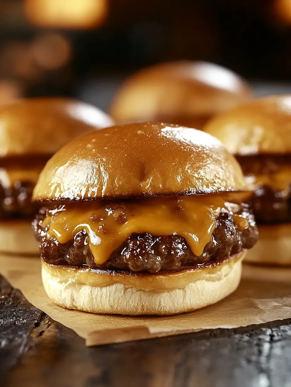 A close-up of a hamburger with cheese and mustard on a bun.