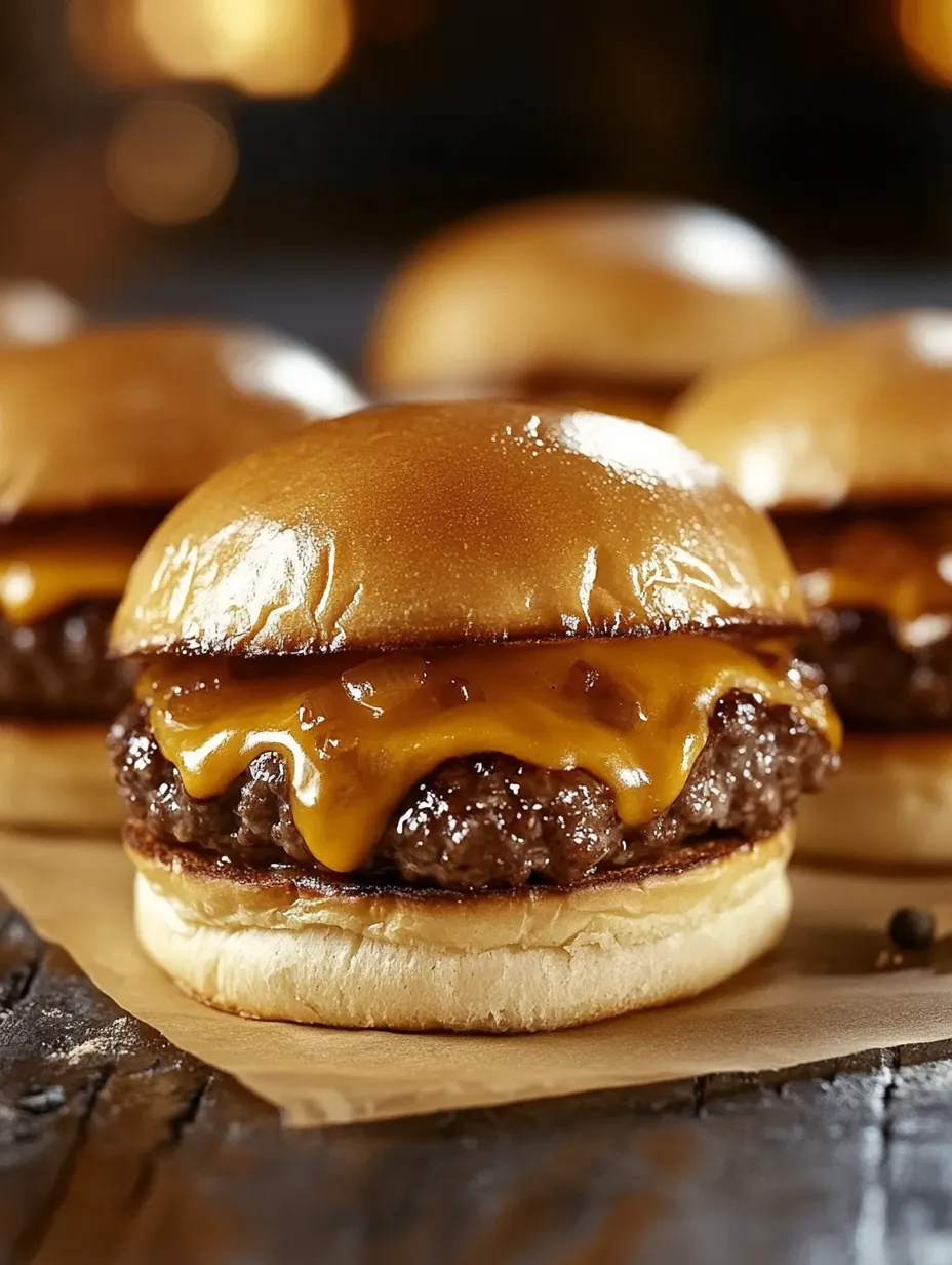 A plate of hamburgers with cheese and mustard on them.