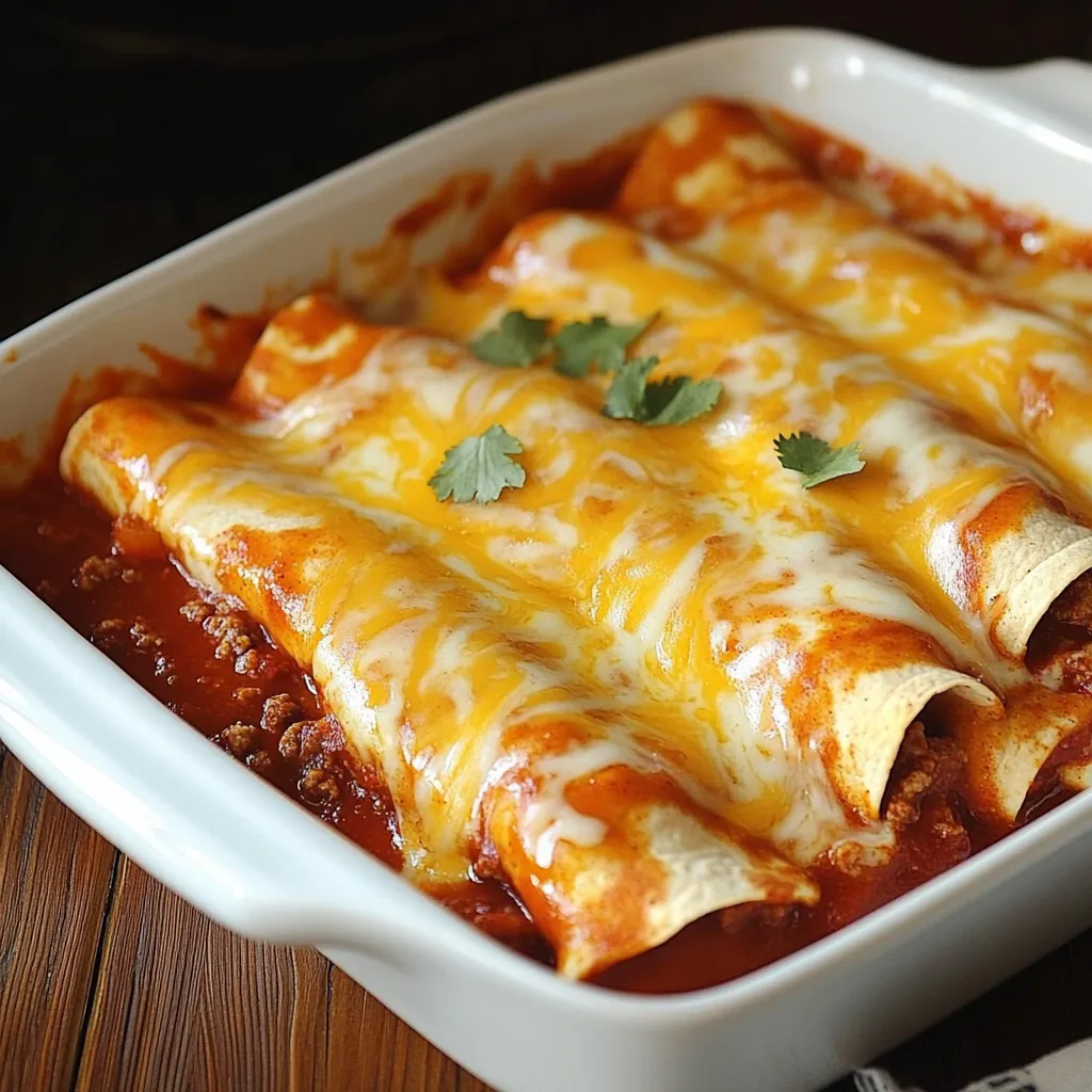 A white bowl filled with Mexican food, including burritos and enchiladas.