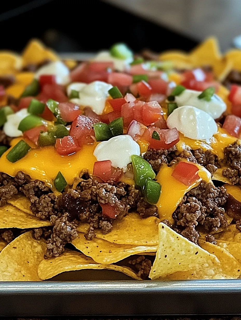 A delicious plate of nachos with cheese and tomatoes.