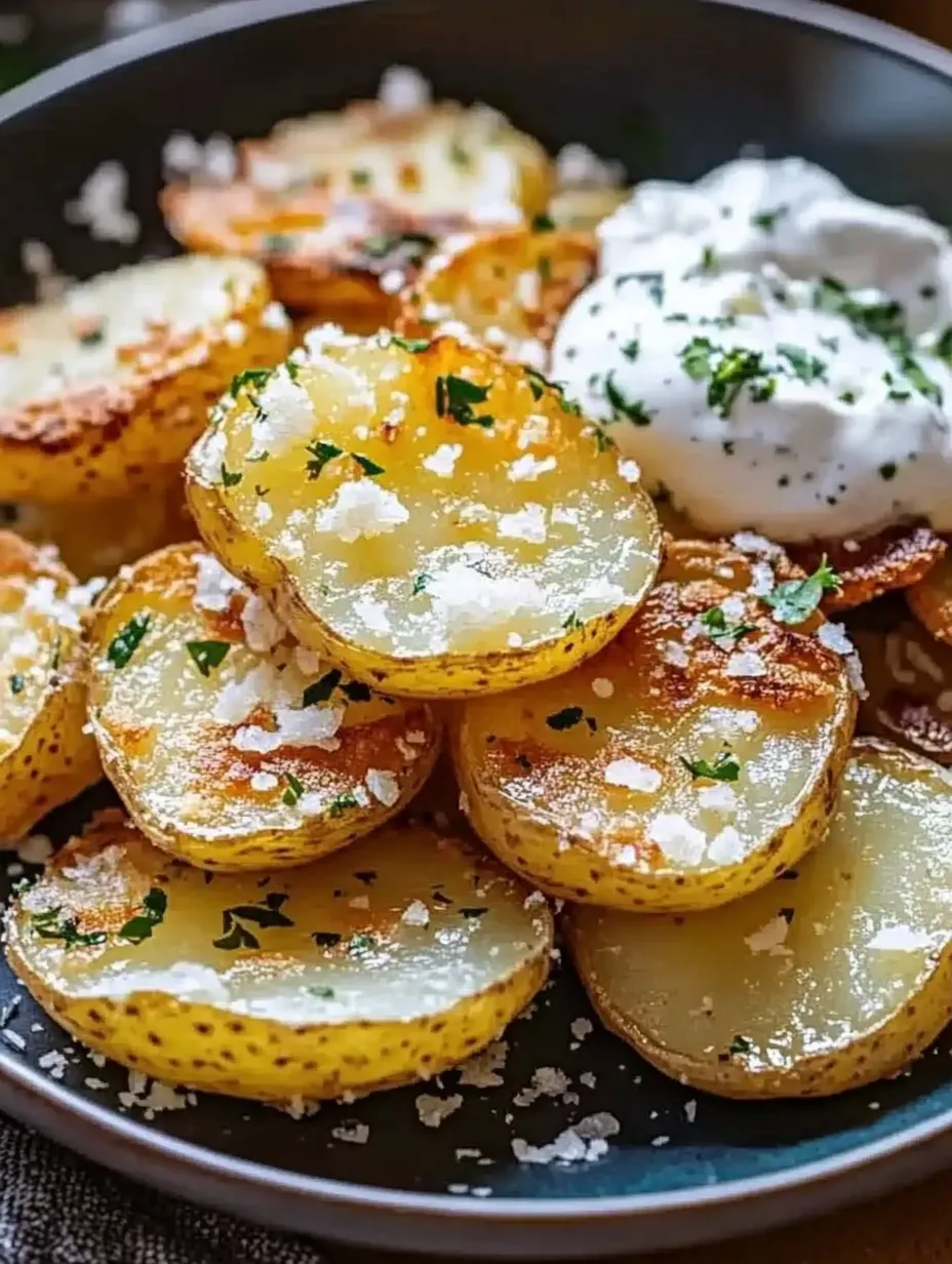 A plate of food with potatoes and sour cream.