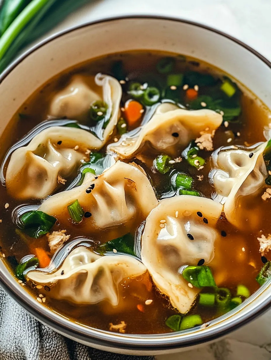 A bowl of soup with vegetables and dumplings.