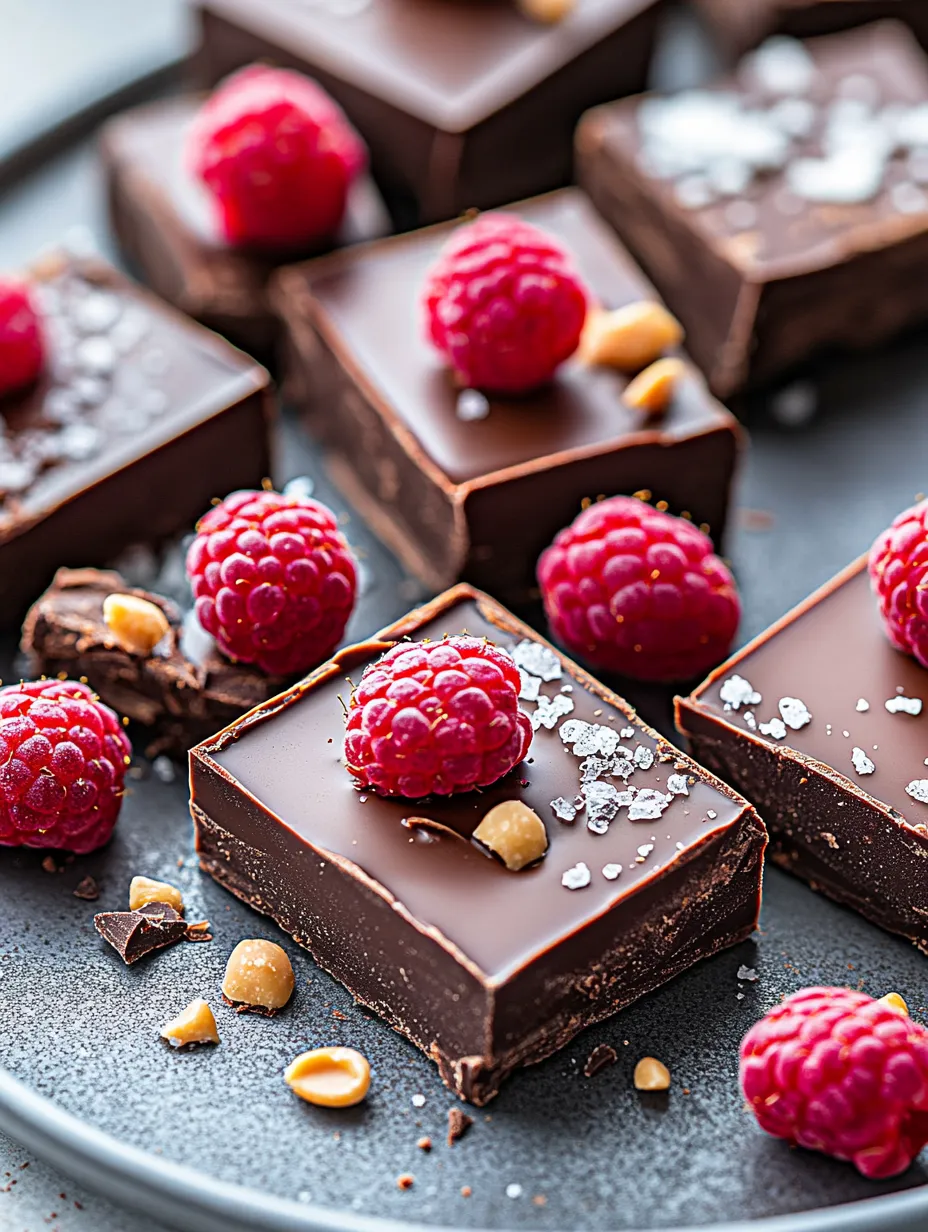 A chocolate dessert with raspberries on top.