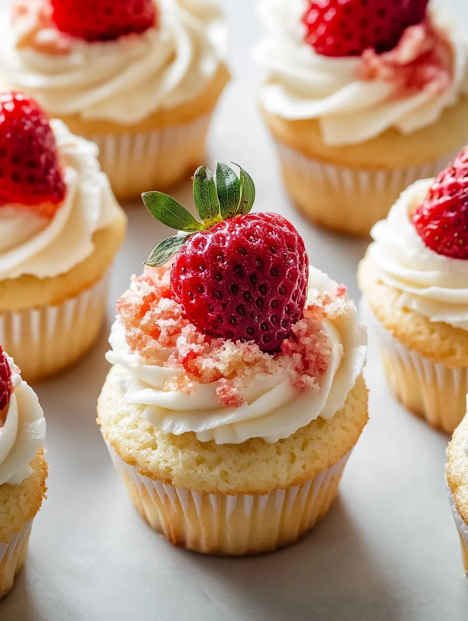 A cupcake with a strawberry on top.