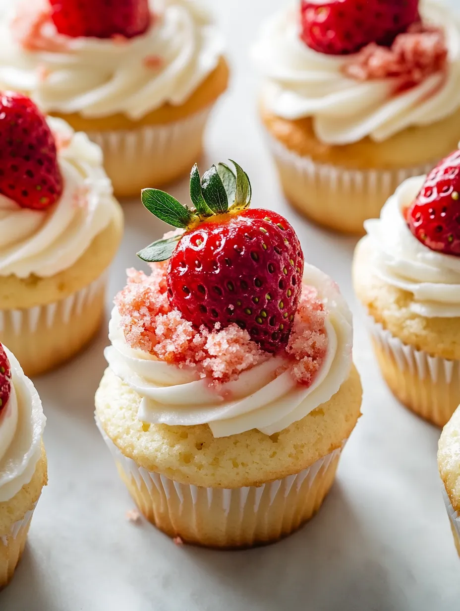 A cupcake with a strawberry on top.