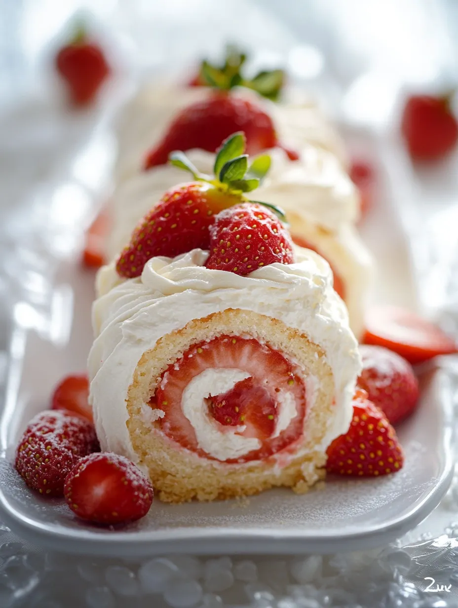 A slice of cake with strawberries on top.