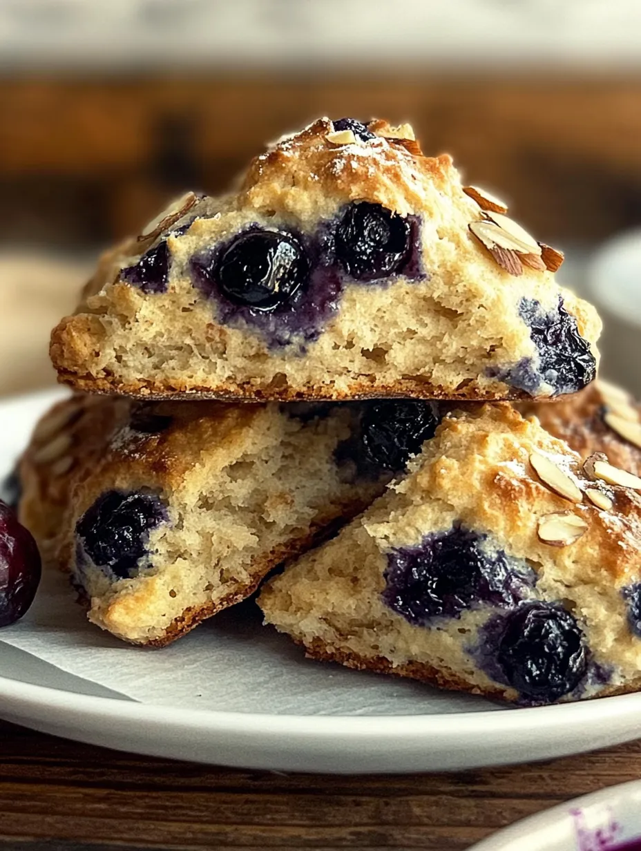 A plate of blueberry muffins with a blueberry on top.