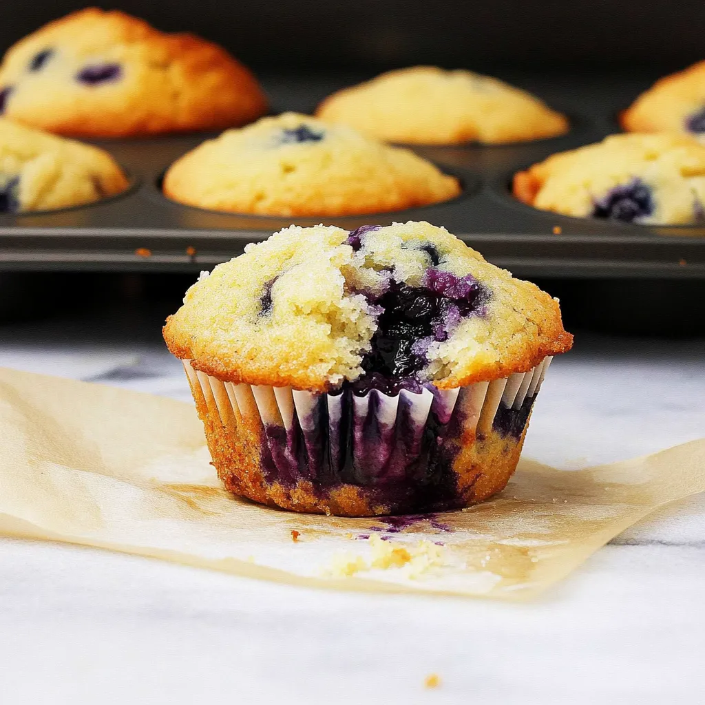 A cupcake with blueberry filling is sitting on a paper towel.