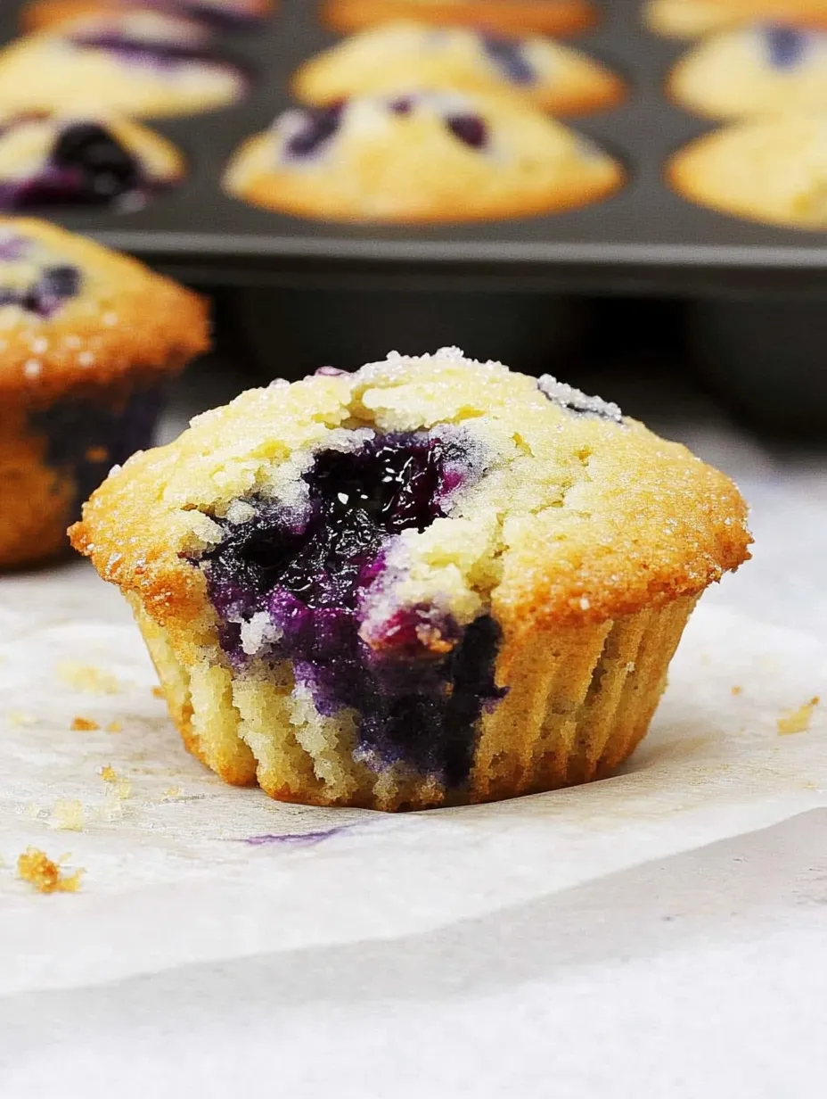 A blueberry muffin with a bite taken out of it.