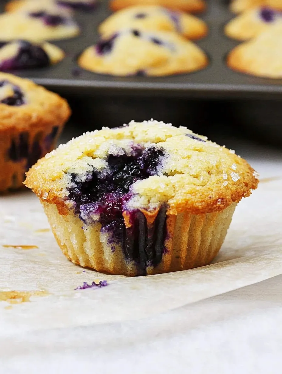 A blueberry muffin with a bite taken out of it.