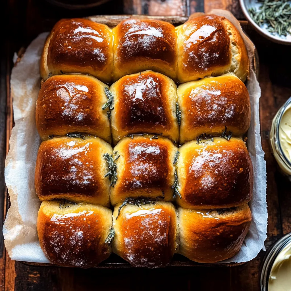 A tray of bread rolls with a green topping.