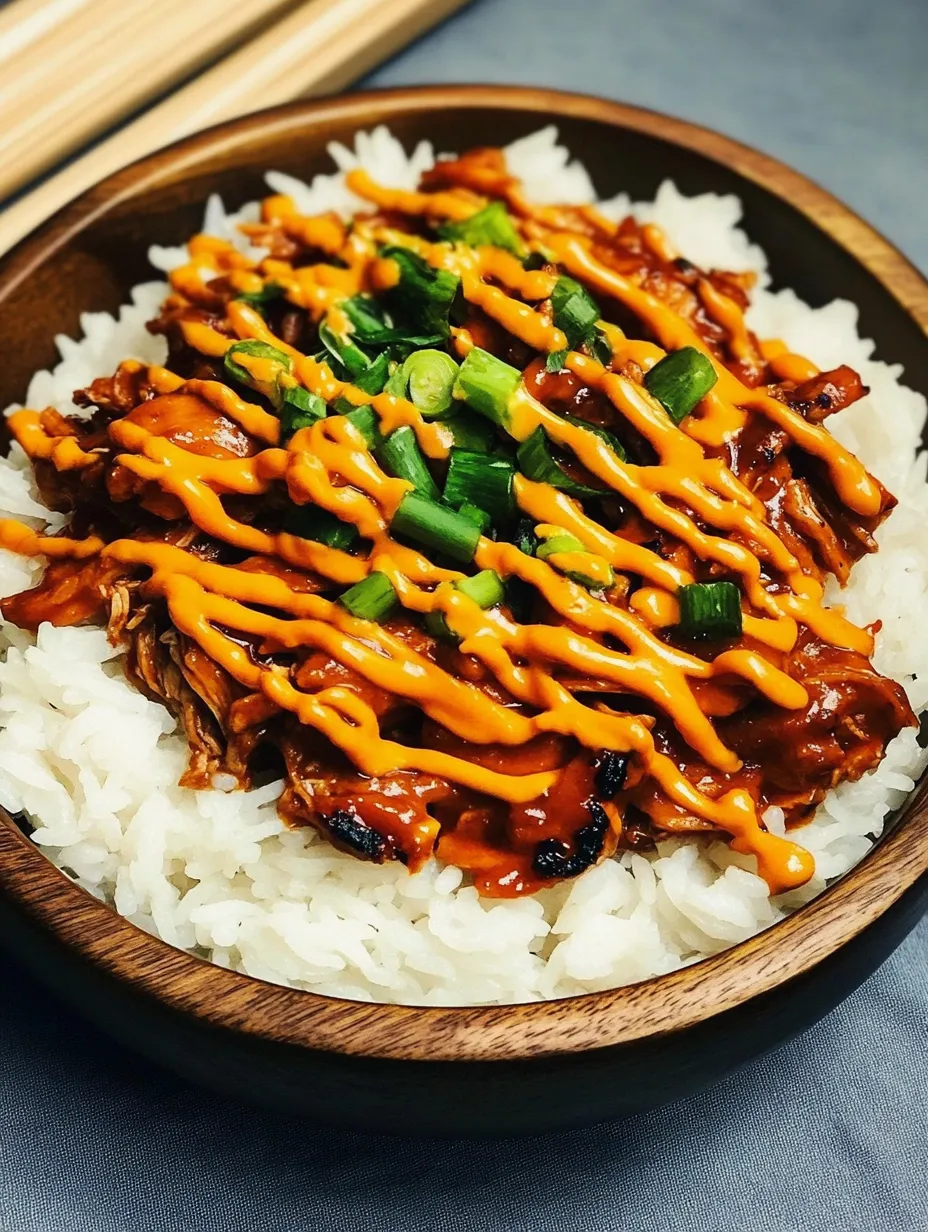 A bowl of rice with meat and sauce on top.