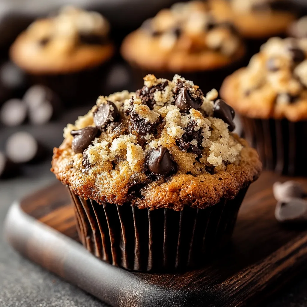 A cupcake with chocolate chips on top.