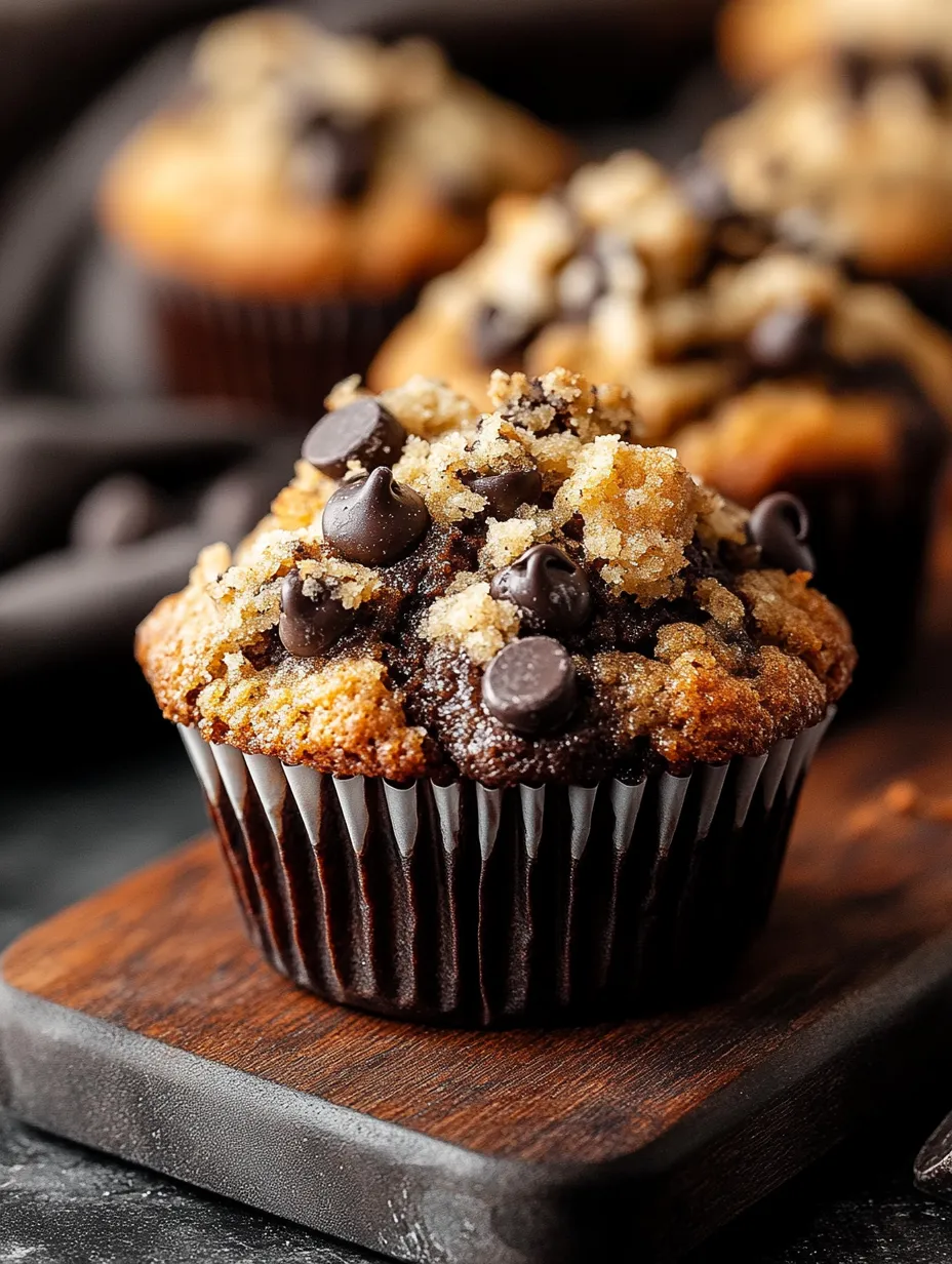 A cupcake with chocolate chips on top.