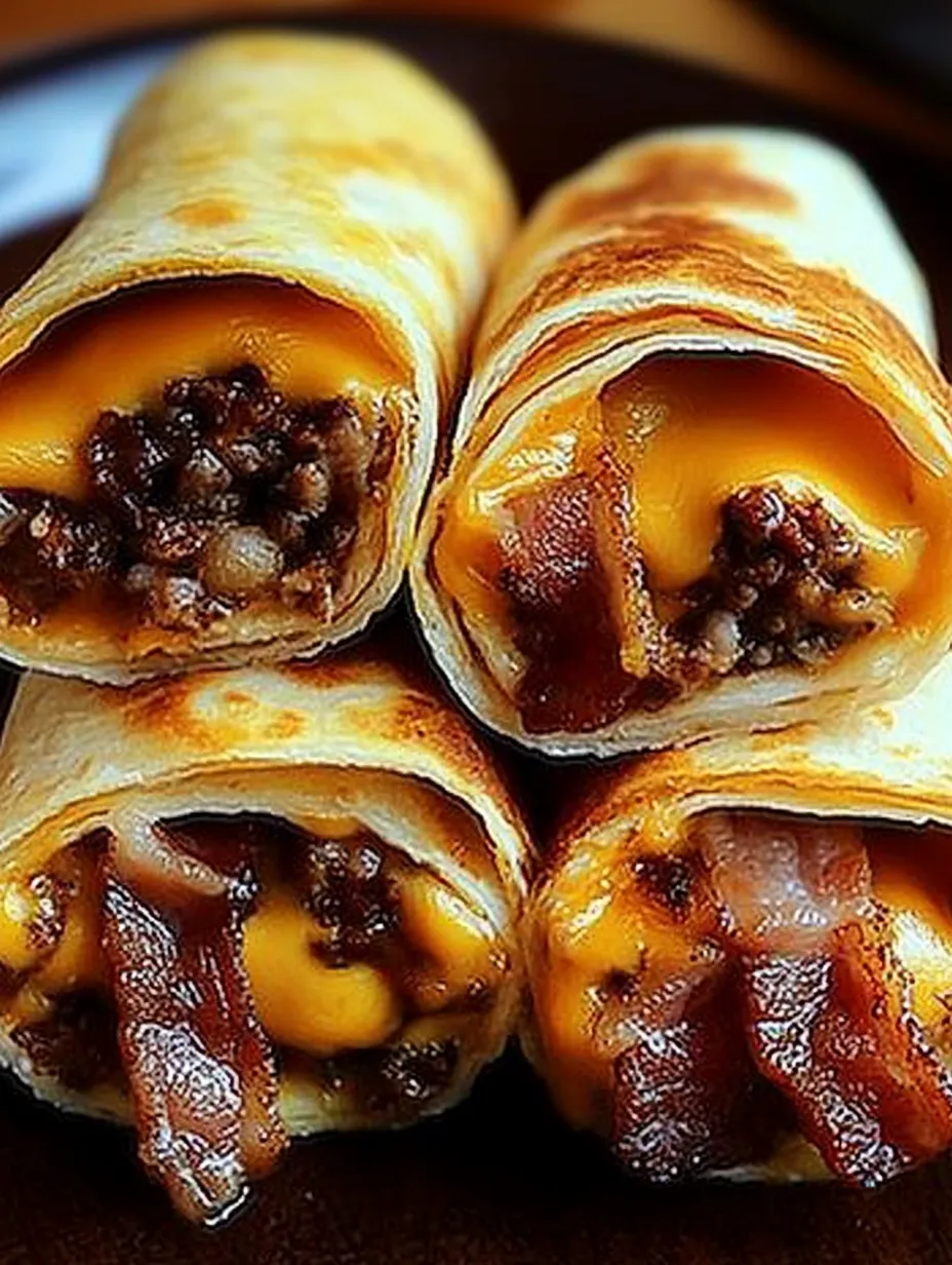 Bacon and cheese wrapped in a tortilla.