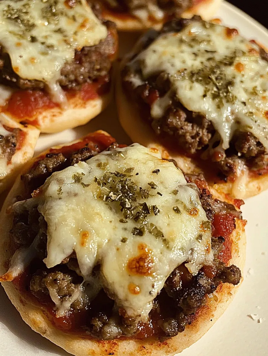 A plate of meat pizza with cheese and herbs.