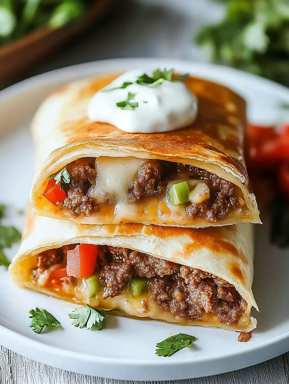 Enchiladas with white cheese and sour cream on top.