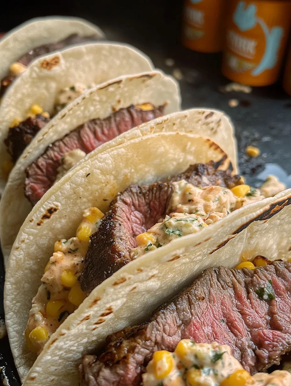 Steak tacos with a side of salsa.