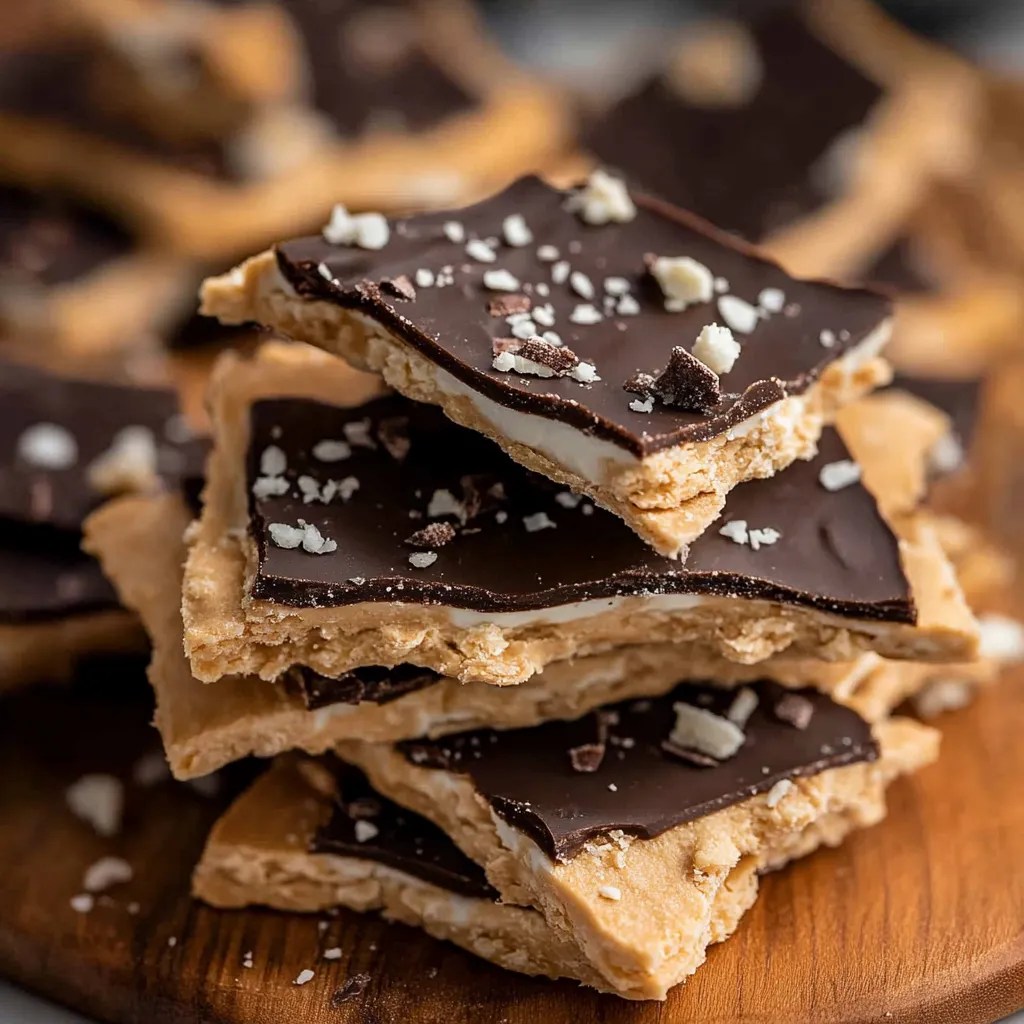 A stack of chocolate and peanut butter cookies on a wooden table.