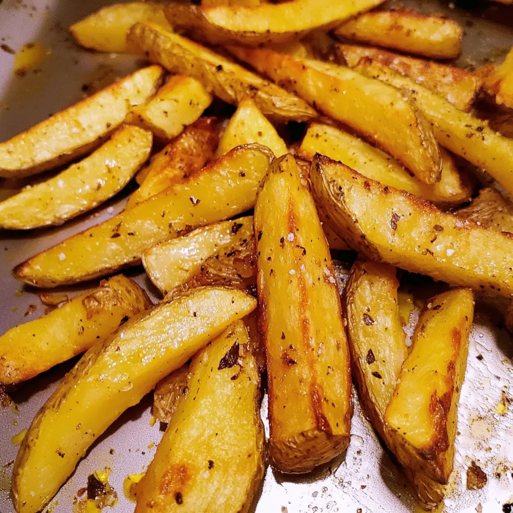 A plate of fried potatoes with seasoning on it.