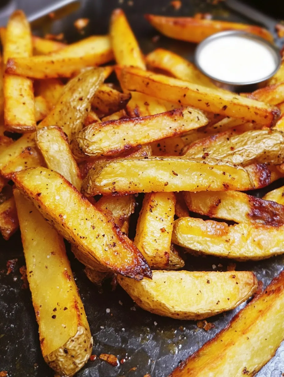 A plate of french fries with a spoon of ketchup on top.