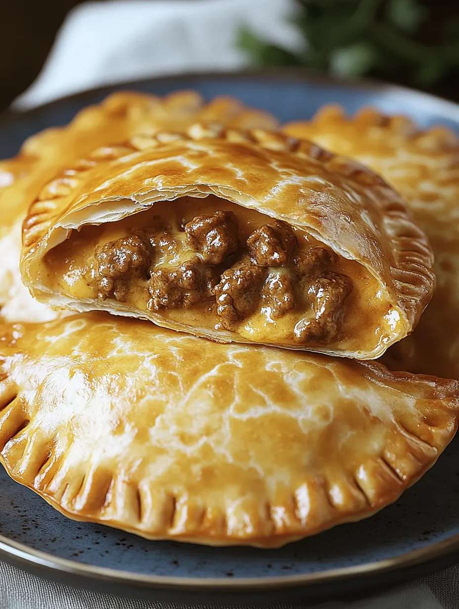 Two pieces of meat pie on a plate.