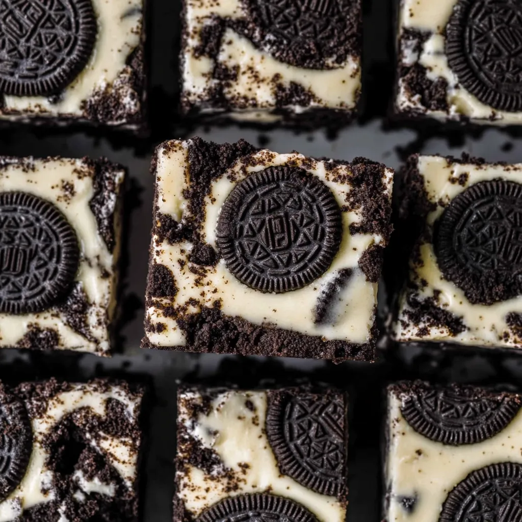 A close up of a chocolate and cookie dessert with a chocolate cookie on top.